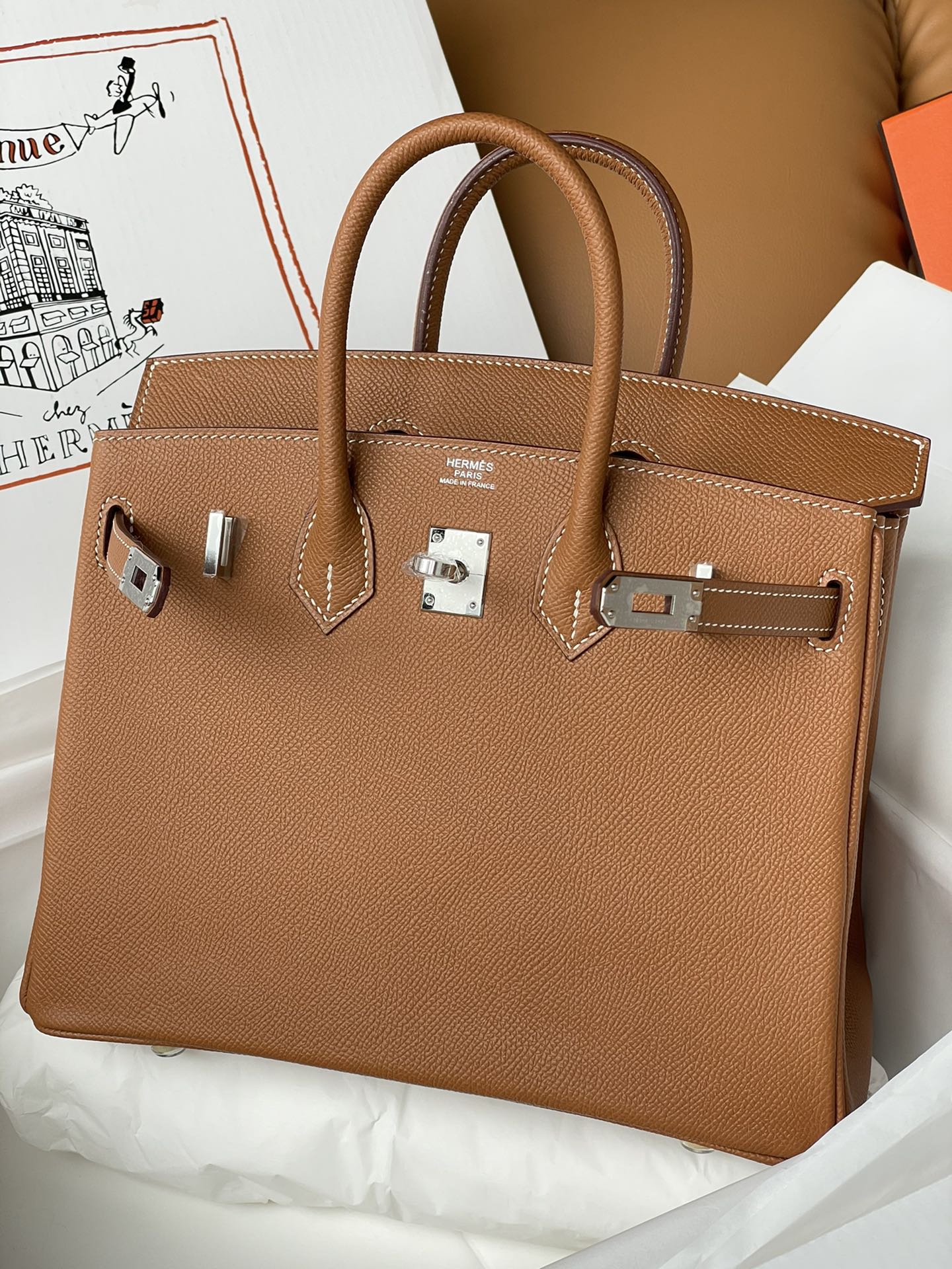 Hermes Birkin 25CM Epsom Leather Handbag Brown